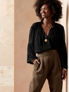 Crinkle Balloon-sleeve Blouse
