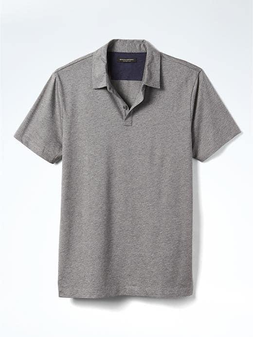 Banana Republic Mens Silk Cotton Polo - Gray Sky