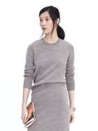 Banana Republic Womens Floral Patterned Crew Neck Sweater - Slate Grey