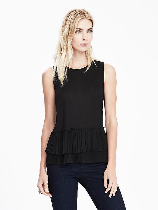 Banana Republic Womens Double Tier Tank Size L - Black