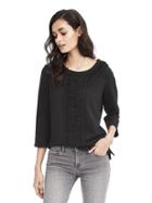 Banana Republic Womens Long Sleeve Embellished Top - Black