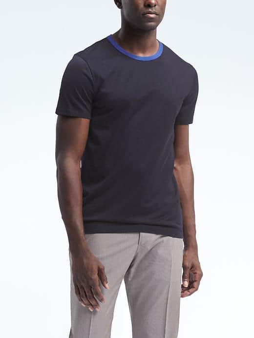 Banana Republic Mens Supima Ringer Tee - Navy