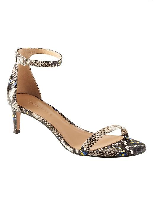 Banana Republic Womens Bare Kitten Heel Sandal Snake Effect Leather Size 9