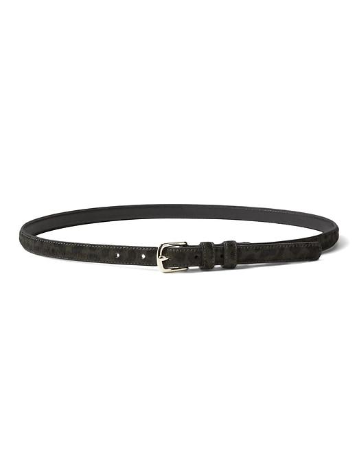 Banana Republic Womens Printed Haircalf Leather Small Trouser Belt Olive Size L