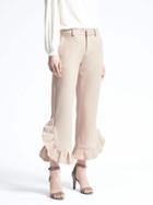 Banana Republic Womens Logan Fit Ruffle Crop Pant - Warm Stone