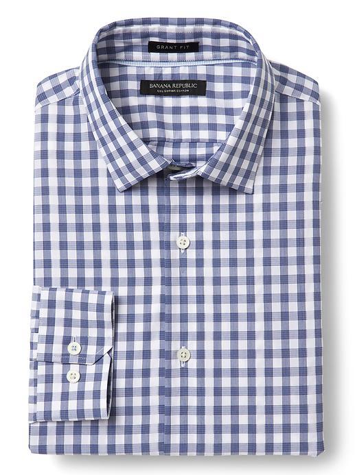 Banana Republic Mens Camden Fit Non Iron Mini Polka Dot Shirt - Pitch Blue