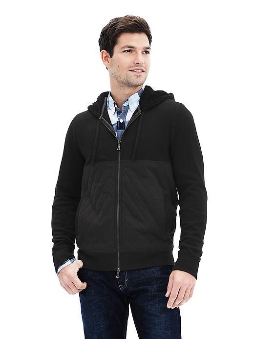Banana Republic Mens Quilted Hoodie Size L Tall - Black