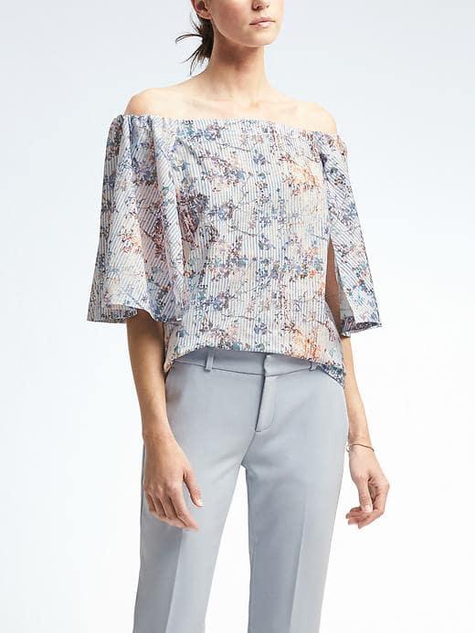 Banana Republic Structured Off Shoulder Top - Blue Train