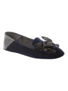 Banana Republic Womens Velvet Slipper With Satin Bow Navy Size 7