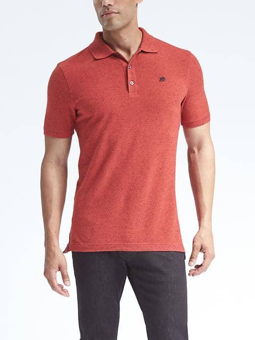 Banana Republic Mens Slim Neps Signature Pique Polo - Modern Red