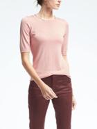 Banana Republic Womens Silk Cashmere Elbow Sleeve Pullover - Pale Pink