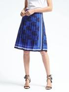 Banana Republic Womens Paisley Pleat Trim Skirt - Royal Blue