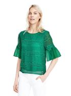 Banana Republic Womens Short Sleeve Lace Top Size L - Cabana Green