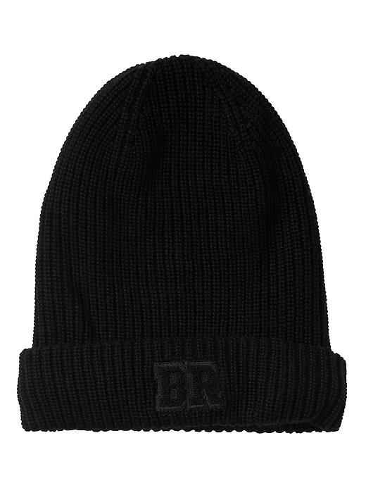 Banana Republic Mens Chunky Knit Logo Beanie Black Size One Size