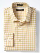 Banana Republic Mens Camden Fit Non Iron Stretch Windowpane Shirt - Honeycomb