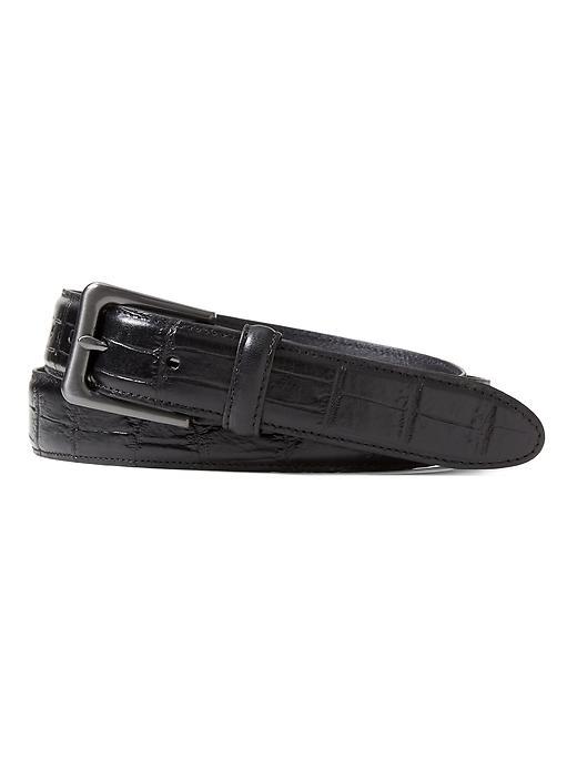 Banana Republic Mens Crocodile Pattern Leather Belt - Black