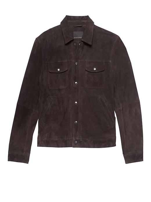 Banana Republic Mens Suede Trucker Jacket Chocolate Size S
