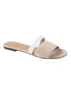 Banana Republic Womens Double-strap Slide Fawn Suede & White Leather Size 10