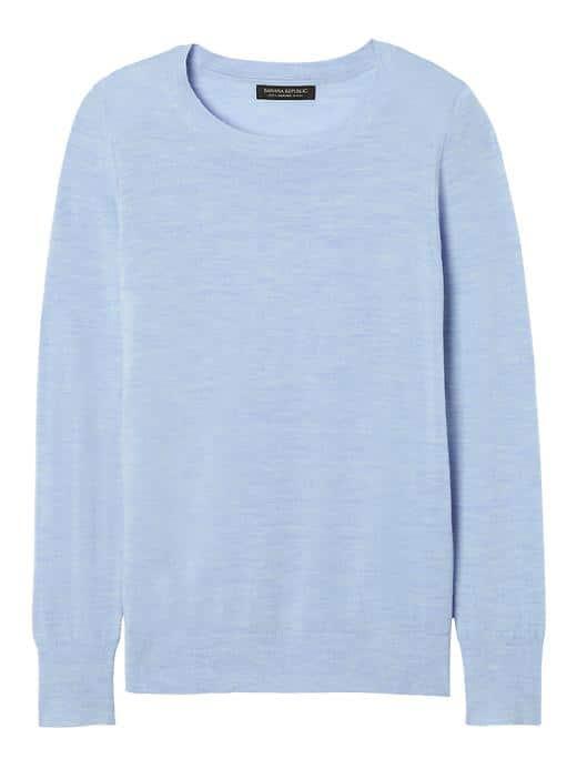 Banana Republic Womens Merino Pullover Crew - Heather Blue