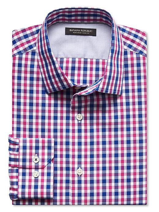 Banana Republic Mens Camden Fit Non Iron Pink Gingham Shirt Size L Tall - Pink
