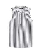 Banana Republic Womens Petite Stripe Button-front Top White Size L