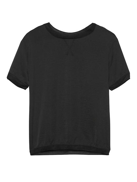 Banana Republic Womens Soft Jersey Mixed-media T-shirt Black Size M