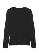 Banana Republic Womens Soft Stretch Crew-neck T-shirt Black Size L