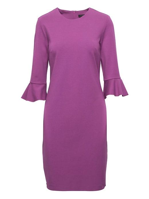 Banana Republic Womens Ponte Flutter-sleeve Sheath Dress Raspberry Size 2