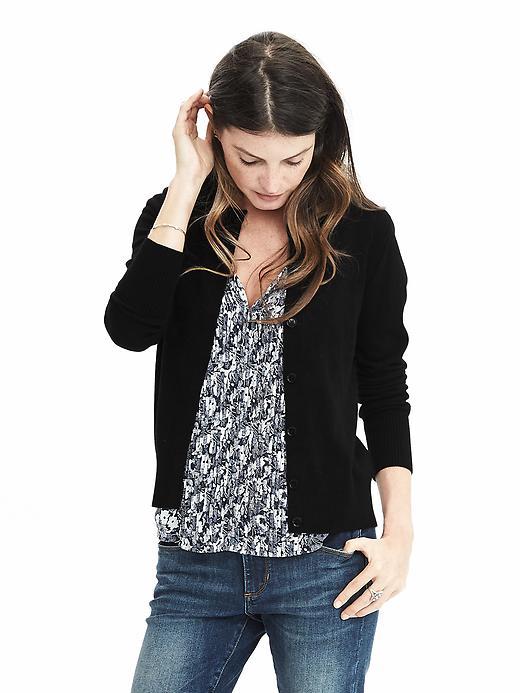 Banana Republic Womens Italian Cashmere Blend Crew Cardigan Size M - Black