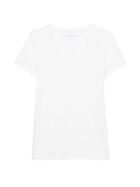 Banana Republic Womens Stretch Cotton-modal Fitted V-neck T-shirt White Size L