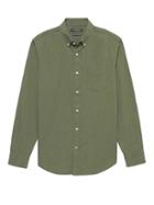 Banana Republic Mens Camden Standard-fit Heathered Oxford Shirt Deep Olive Size Xl