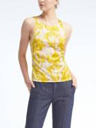 Banana Republic Womens Easy Care Sleeveless Peplum Tank - Yellow Floral