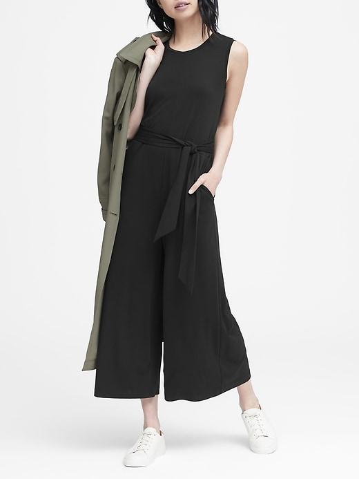 Banana Republic Petite Soft Ponte Cropped Wide-leg Jumpsuit