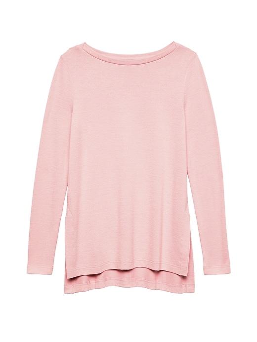 Banana Republic Womens Luxespun Step-hem Tunic T-shirt Blush Pink Size M