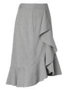 Banana Republic Womens Luxe Brushed Twill Ruffle Pencil Skirt - Gray