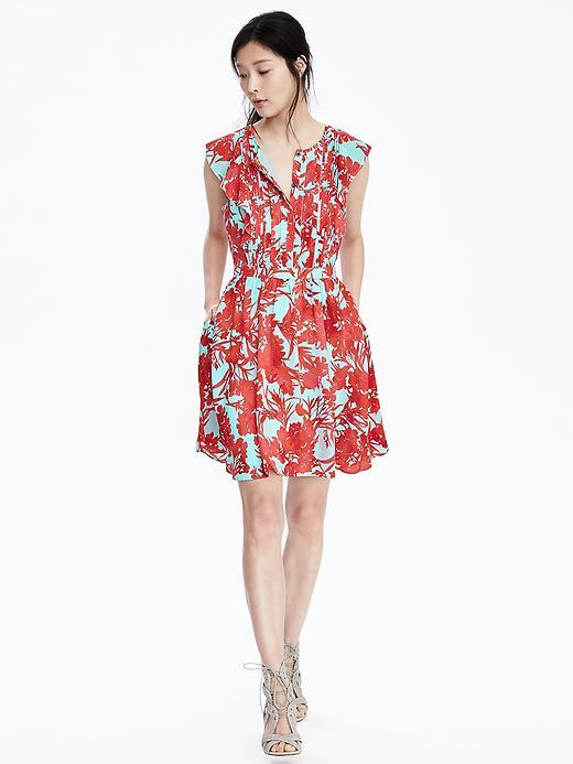 Banana Republic Womens Floral Flutter Sleeve Dress Size 0 Petite - Candy Teal