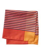 Banana Republic Mens Vintage Stripe Silk Pocket Square Orange Size One Size