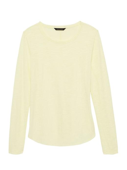 Banana Republic Womens Petite Cotton Modal Long-sleeve T-shirt Yellow Size Xs
