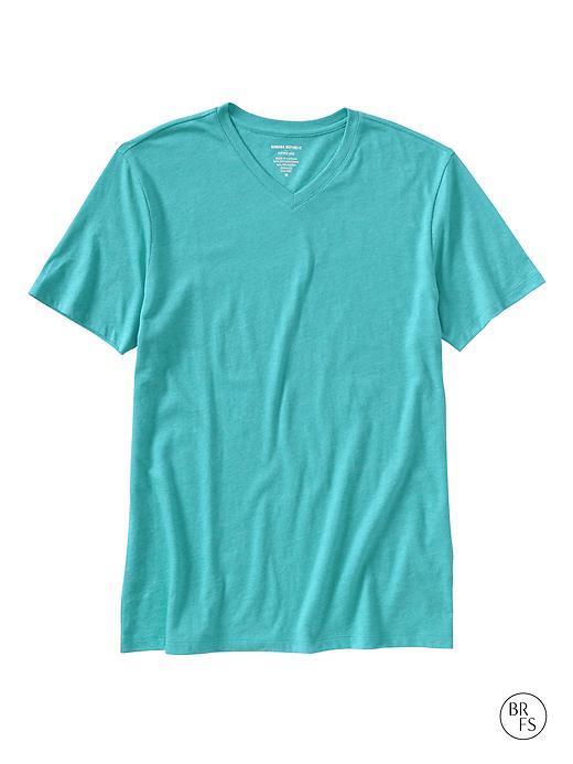 Banana Republic Factory Fitted V Neck Tee - Fresh Turquoise