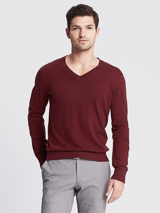 Banana Republic Mens Silk/linen Vee Pullover Size L Tall - Royal Red