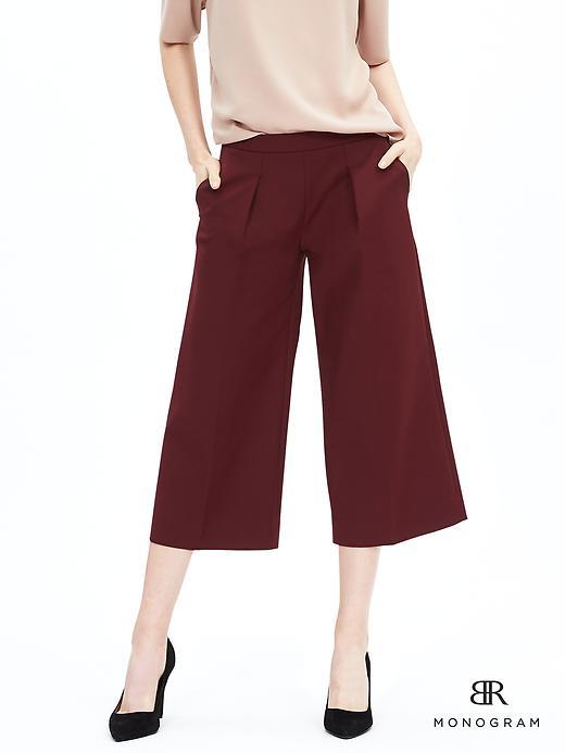 Banana Republic Womens Monogram Pleated Gaucho Pant Size 0 Regular - Black Rose