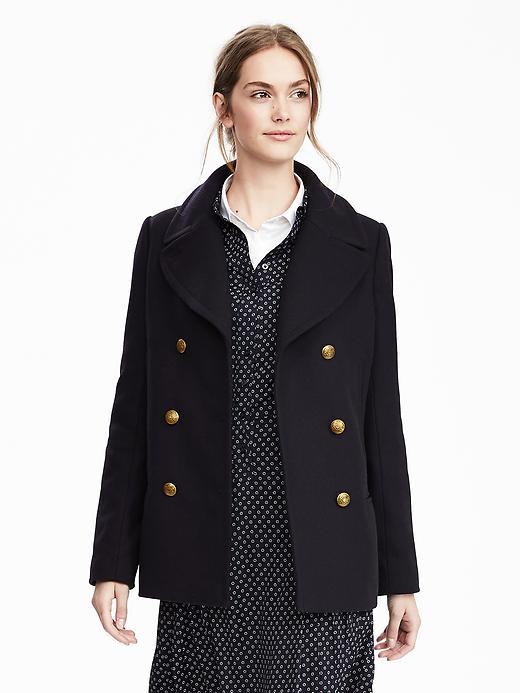 Banana Republic Womens Melton Classic Peacoat Size L Tall - Navy