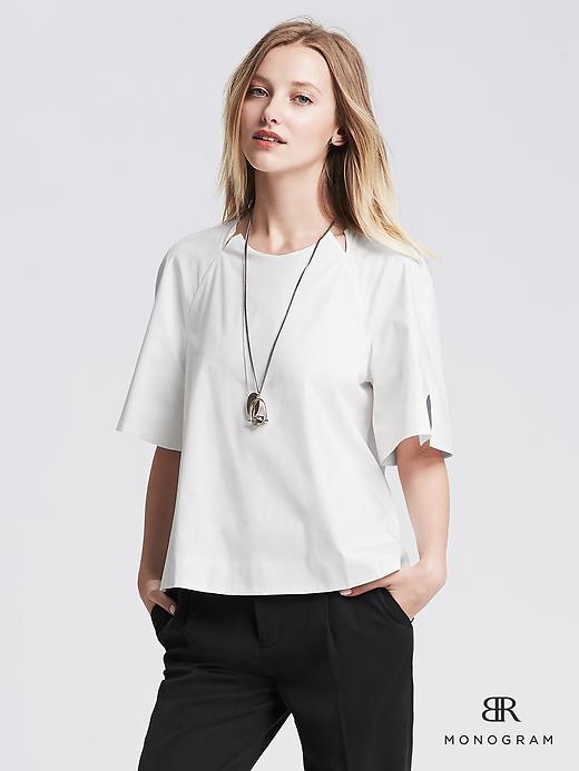 Banana Republic Monogram White Poplin Top Size S - White
