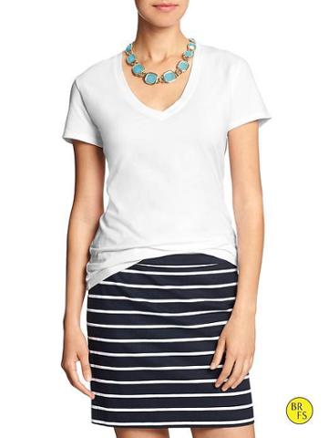 Banana Republic Factory V Neck Basic Tee - White