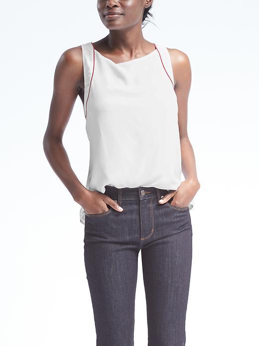 Banana Republic Easy Care Cutaway Framed Top - White