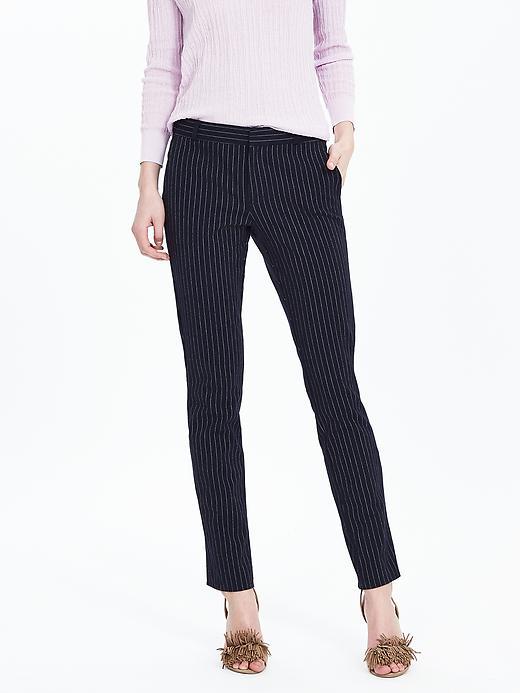 Banana Republic Womens Ryan Fit Pinstripe Slim Straight Pant Size 0 Regular - Navy Combo