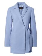 Banana Republic Womens Italian Wool Blend Melton Wrap Coat Sky Blue Size Xs