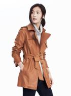 Banana Republic Womens Heritage Leather Cropped Trench Size M - Cognac