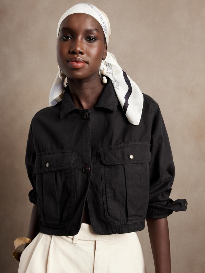 Petite Cropped Utility Jacket