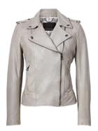 Banana Republic Womens Leather Moto Jacket Light Gray Size Xs
